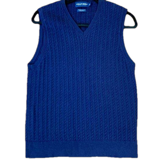 Mens POLO GOLF Sweater Vest Ralph Lauren SZ L Dark blue V-neck pullover - Picture 1 of 4